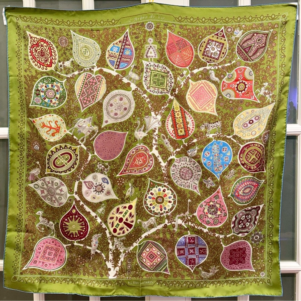 Herms  Larbre De Vie  Christine Henry 2011 Vintage Silk Scarf Rare 90cm